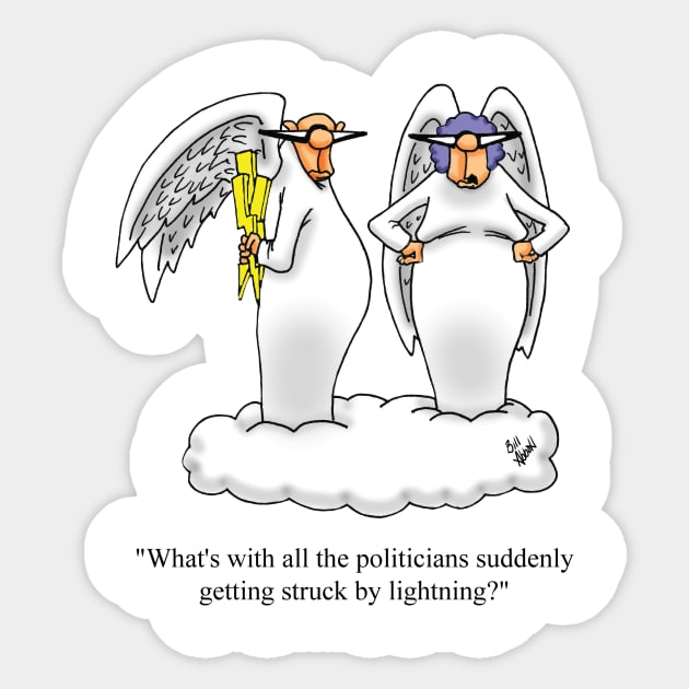 Funny Political Angel and Wife Cartoon Humor Sticker by abbottcartoons